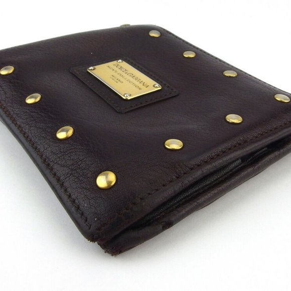 DOLCE & GABBANA two-fold wallet logo plate leather Auth used T18435 - Picture 4 of 8